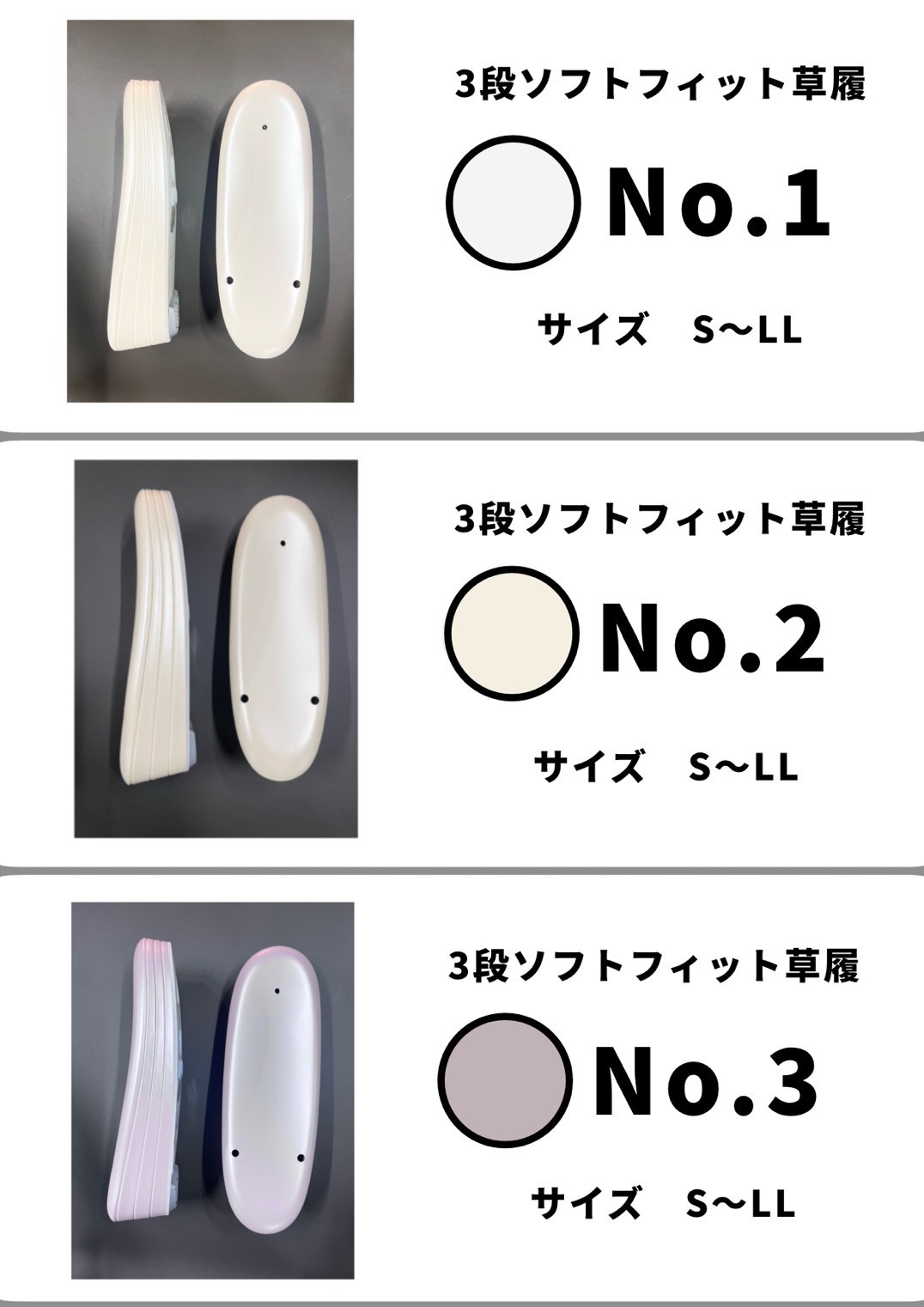 ソフトフィット草履1から3