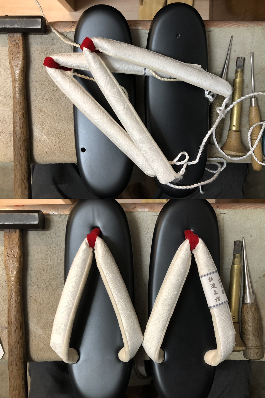 鼻緒すげ体験で制作された草履